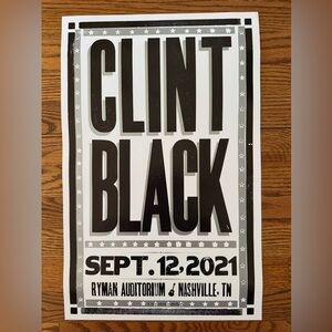 Clint Black Hatch Show Print Poster - Ryman Nashville - 09-12-2021